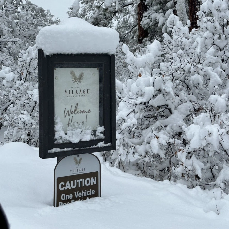 Great snowy neighborhood in Denver, Colorado called the Village at Castle Pines.