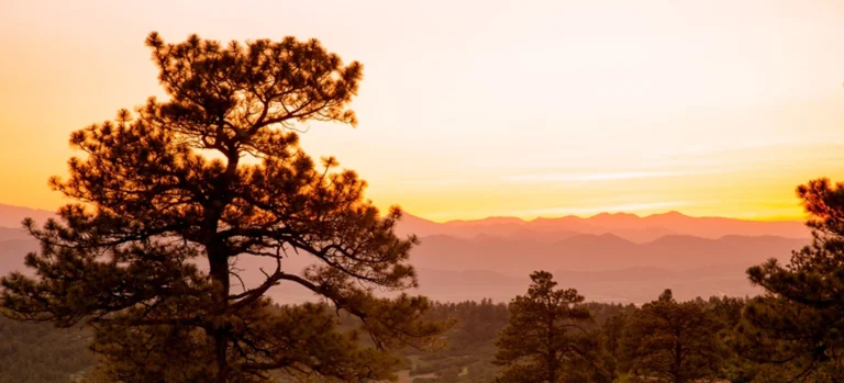 View of sunset from the Village at Castle Pines in Colorado.